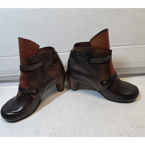 Munoz Vrandecic Handmade Wood Heel Leather Heels Shoes Euro Sz 37 US 6.5 - Picture 12 of 12